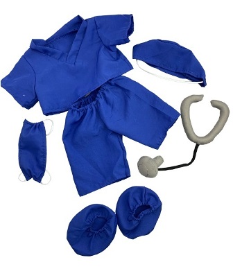 6 piece Dark Blue Scrubs for 8-10 inch bears