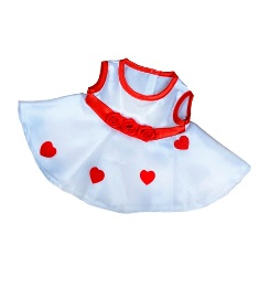 8-10 inch White Dress with Rosebuds and Hearts